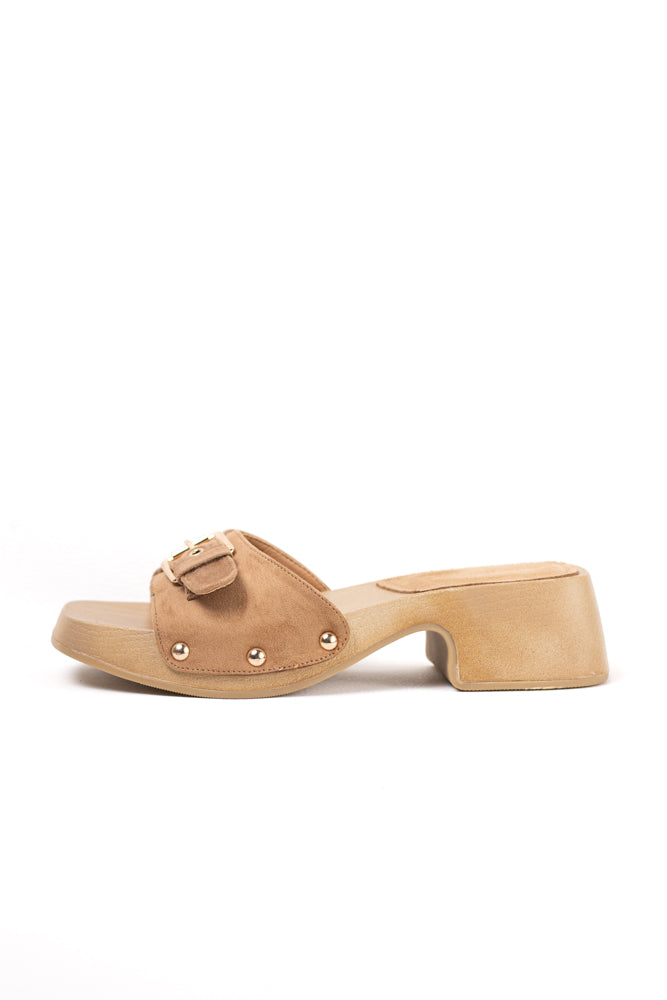 Sandalias zuecos mujer con tacón bajo y plataforma