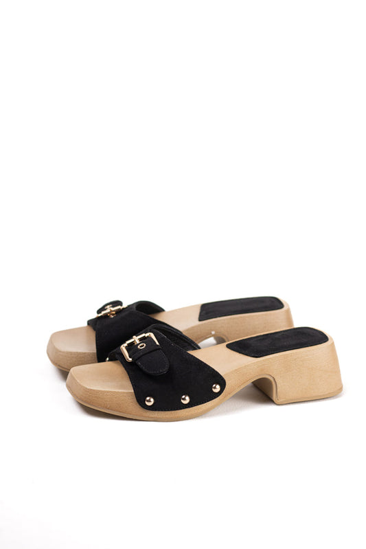 Sandalias zuecos mujer con tacón bajo y plataforma