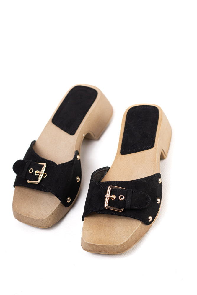 Sandalias zuecos mujer con tacón bajo y plataforma