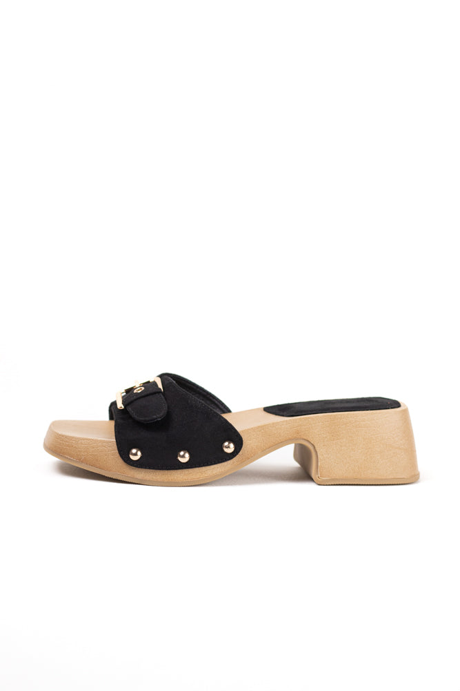 Sandalias zuecos mujer con tacón bajo y plataforma