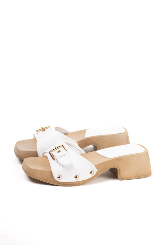 Sandalias zuecos mujer con tacón bajo y plataforma