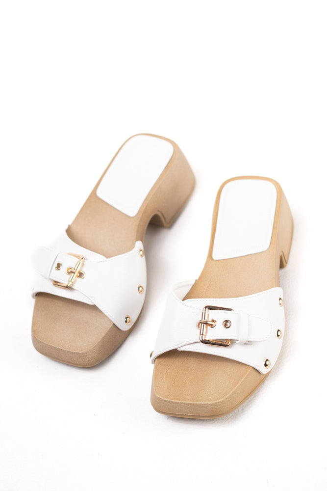 Sandalias zuecos mujer con tacón bajo y plataforma