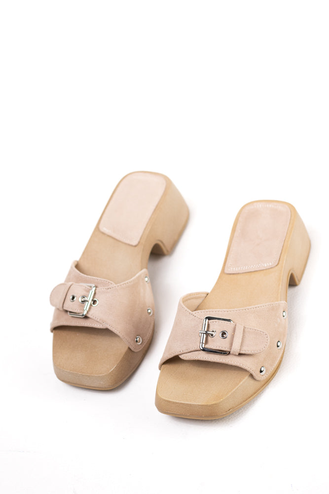 Sandalias zuecos mujer con tacón bajo y plataforma