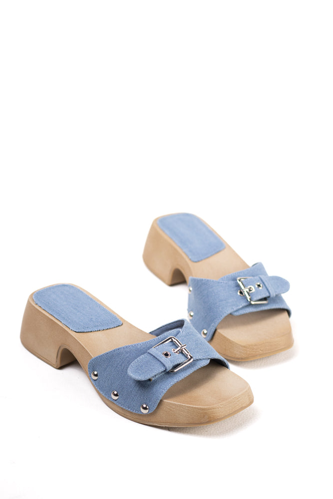 Sandalias zuecos mujer con tacón bajo y plataforma