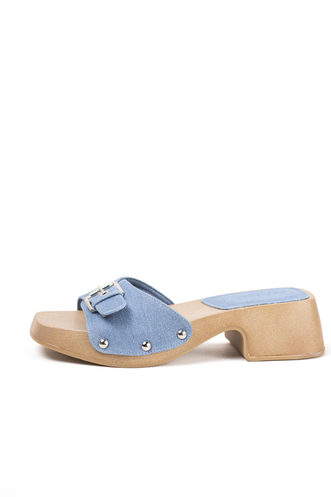 Sandalias zuecos mujer con tacón bajo y plataforma