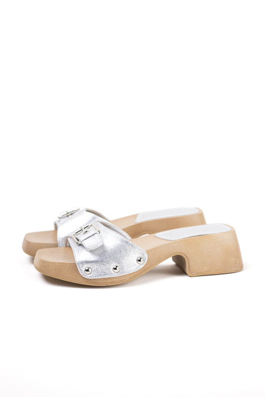 Sandalias zuecos mujer con tacón bajo y plataforma