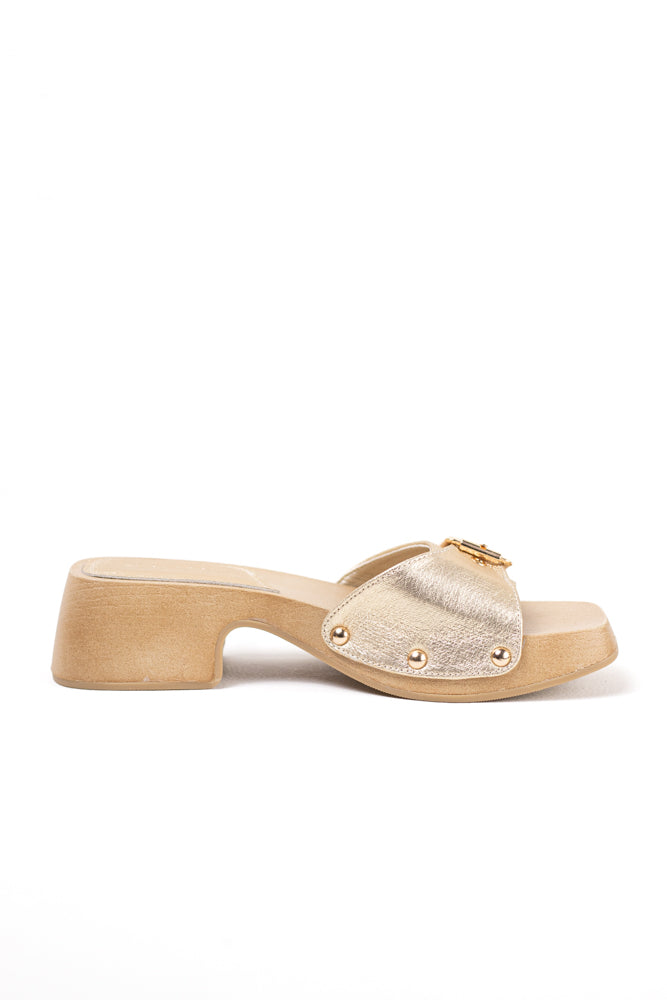 Sandalias zuecos mujer con tacón bajo y plataforma