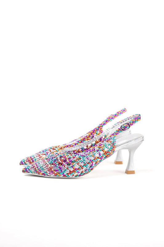 Zapatos para vestir mujer con tacón alto diseño trenzado con plantilla acolchada