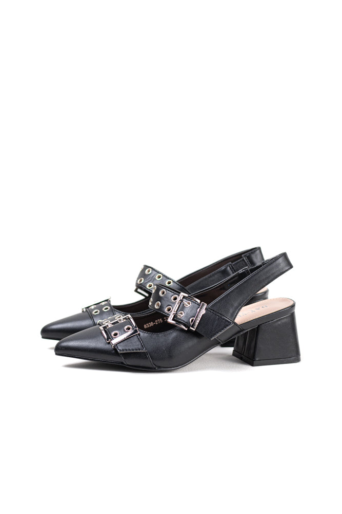 Zapatos de tacón con detalle de hebilla metálica