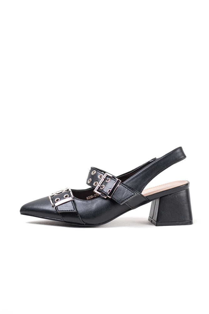 Zapatos de tacón con detalle de hebilla metálica