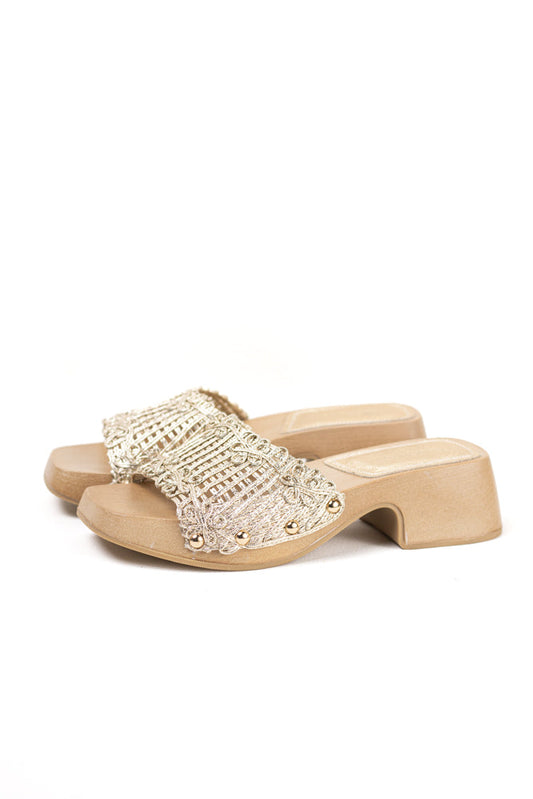 Sandalias zuecos para mujer con tacón bajo y plataforma