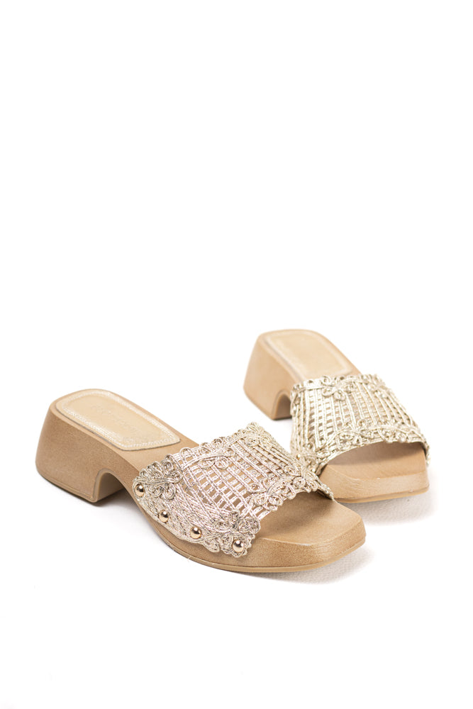 Sandalias zuecos para mujer con tacón bajo y plataforma