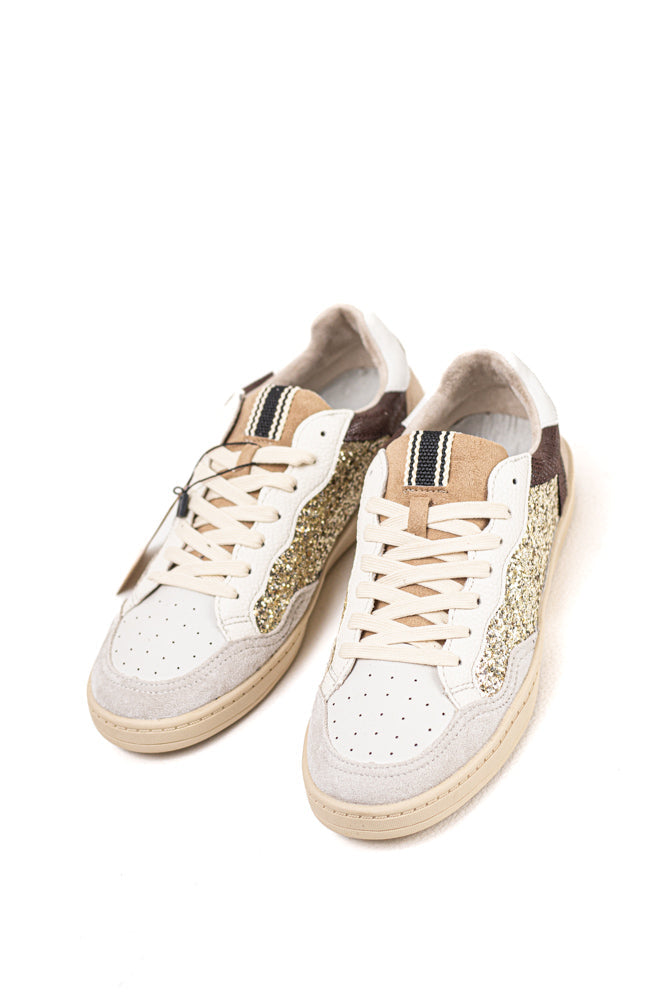 Zapatillas doradas para mujer con lentejuelas y suela de goma Corina