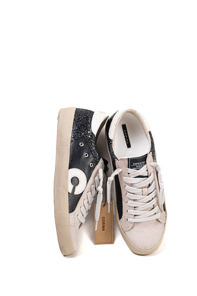 Zapatillas deportivas para mujer bicolor con detalles brillantes y suela de goma Corina