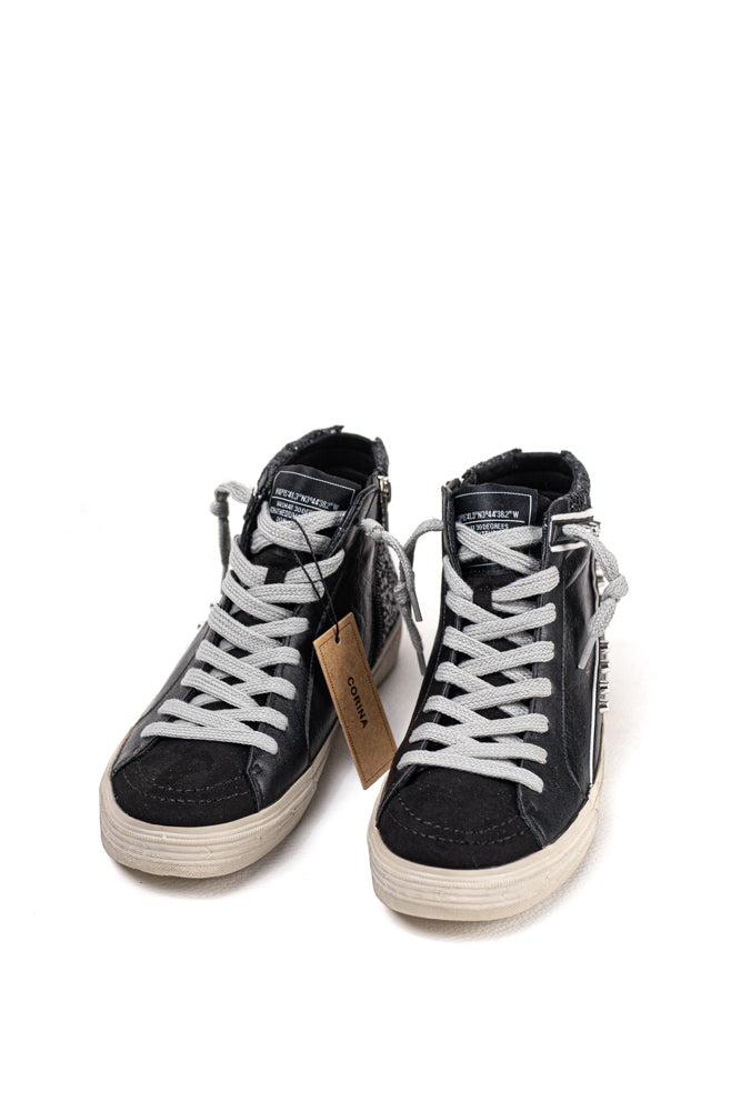Zapatillas deportivas altas unisex  con detalles metálicos y cordones Corina