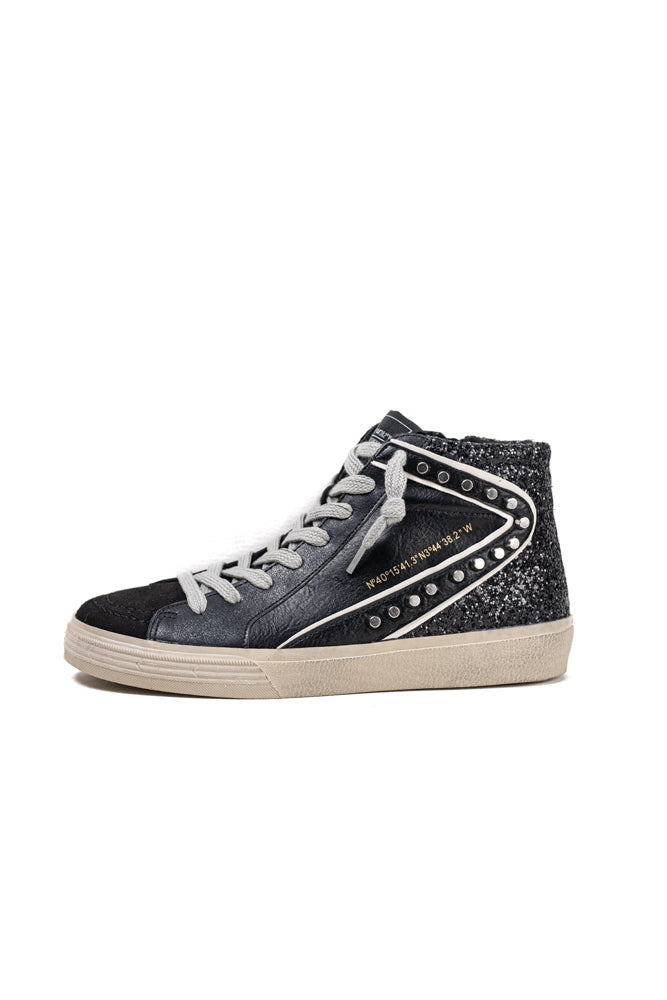 Zapatillas deportivas altas unisex  con detalles metálicos y cordones Corina