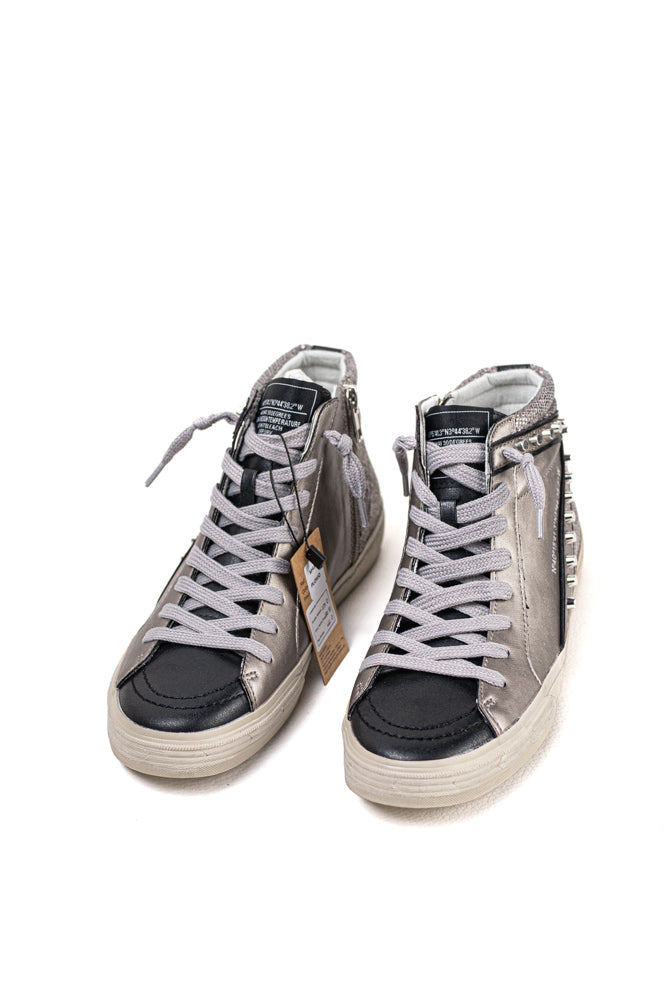 Zapatillas deportivas altas unisex  con detalles metálicos y cordones Corina