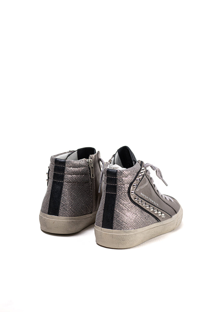 Zapatillas deportivas altas unisex  con detalles metálicos y cordones Corina