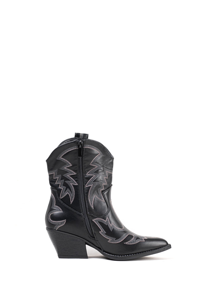 Botas Cowboy negras bordadas para mujer, elegancia salvaje y confort para cada ocasión