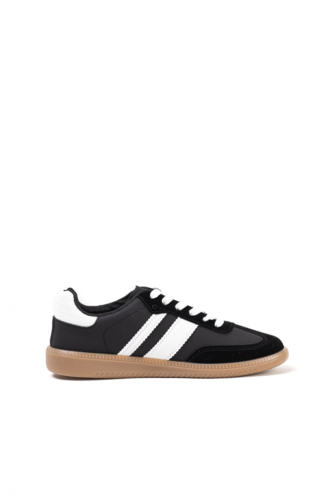 Zapatillas deportivas blancas para mujer con franjas negras, estilo clásico y comodidad para el uso diario