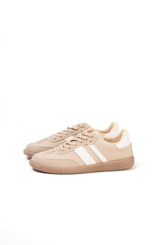 Zapatillas deportivas blancas para mujer con franjas negras, estilo clásico y comodidad para el uso diario