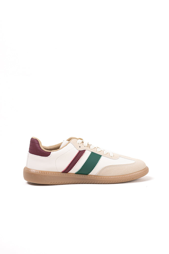 Zapatillas deportivas blancas para mujer con franjas negras, estilo clásico y comodidad para el uso diario