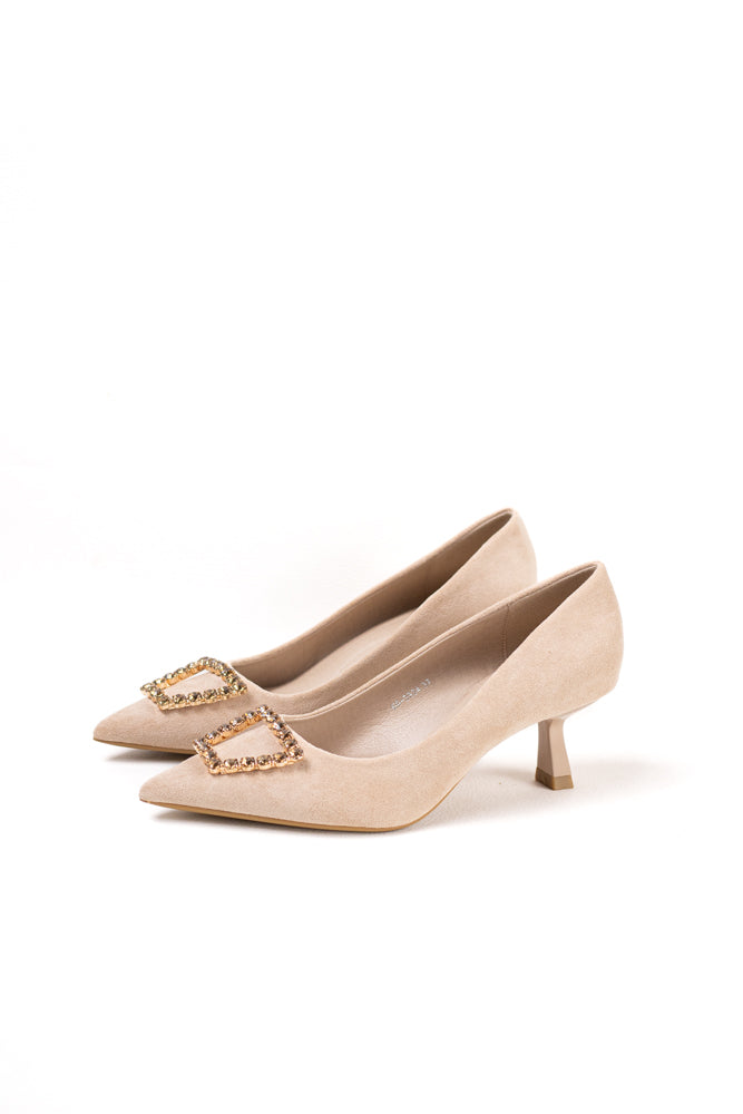 Zapatos de tacón negro para mujer con adornos de pedrería, elegancia clásica para noches de gala