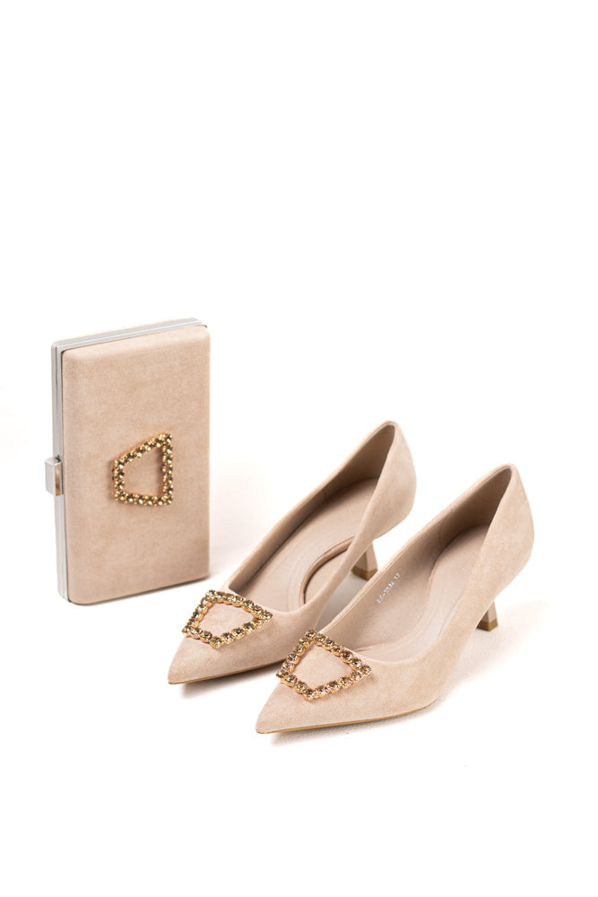 Zapatos de tacón negro para mujer con adornos de pedrería, elegancia clásica para noches de gala