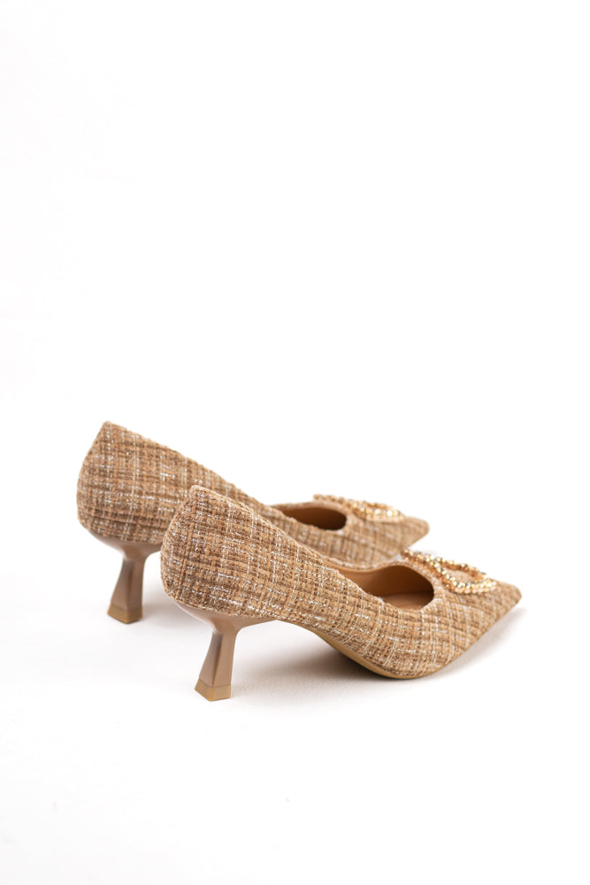 Zapatos de tacón negro para mujer con adornos de pedrería, elegancia clásica para noches de gala