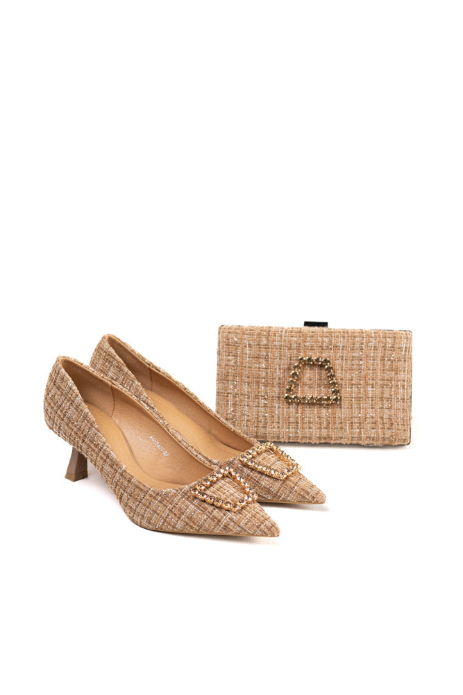 Zapatos de tacón negro para mujer con adornos de pedrería, elegancia clásica para noches de gala