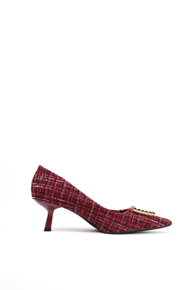 Zapatos de tacón negro para mujer con adornos de pedrería, elegancia clásica para noches de gala