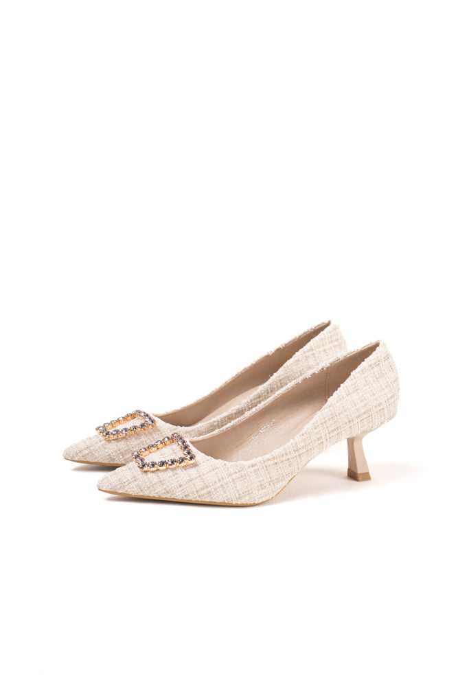 Zapatos de tacón negro para mujer con adornos de pedrería, elegancia clásica para noches de gala