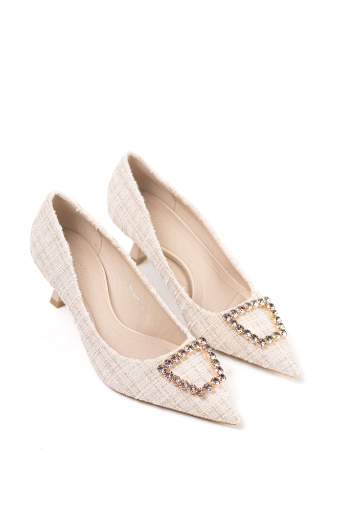 Zapatos de tacón negro para mujer con adornos de pedrería, elegancia clásica para noches de gala