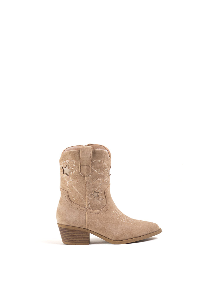 Botas Cowboy elegantes para mujer en gamuza con adornos de estrella, un toque de glamour