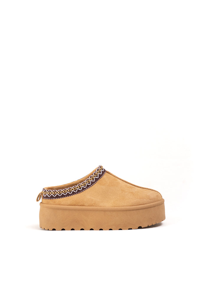 Mocasines de gamuza en tono camel para mujer, confort casual con un toque étnico