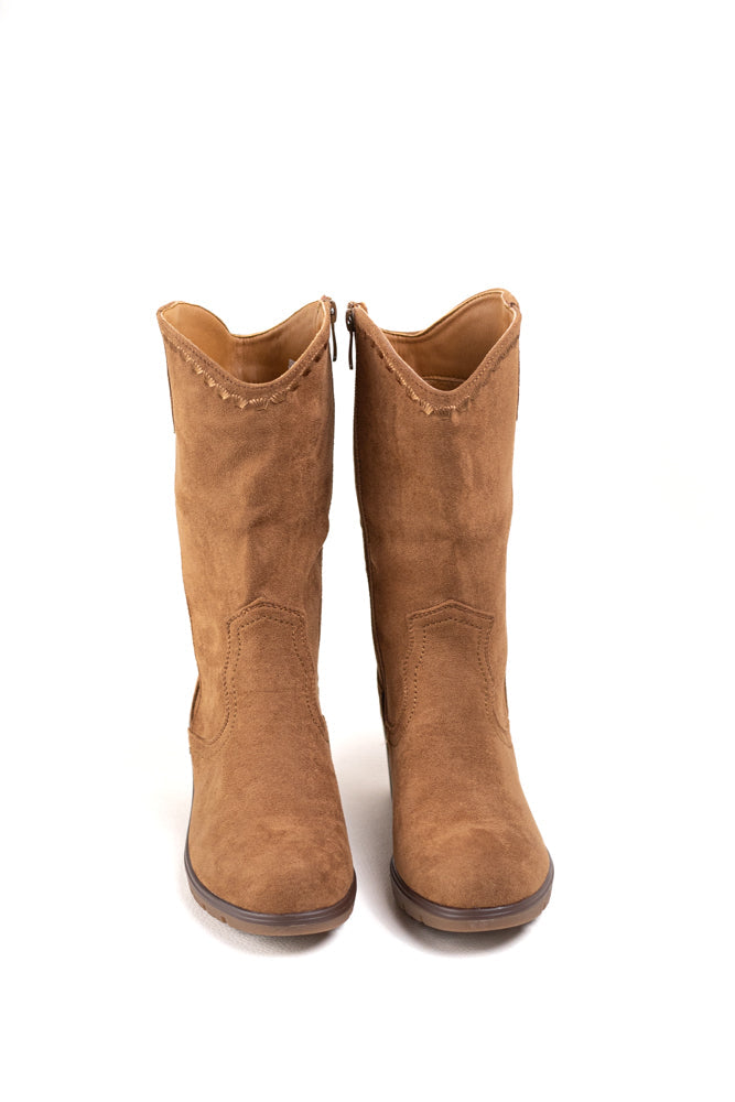 Botas Cowboy de mujer en tono beige suave con detalles bordados