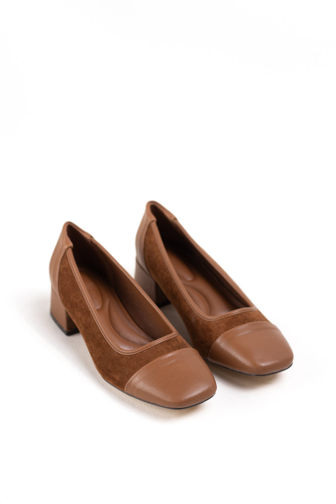 Zapatos de tacón bajo en gamuza para mujer, versatilidad y confort