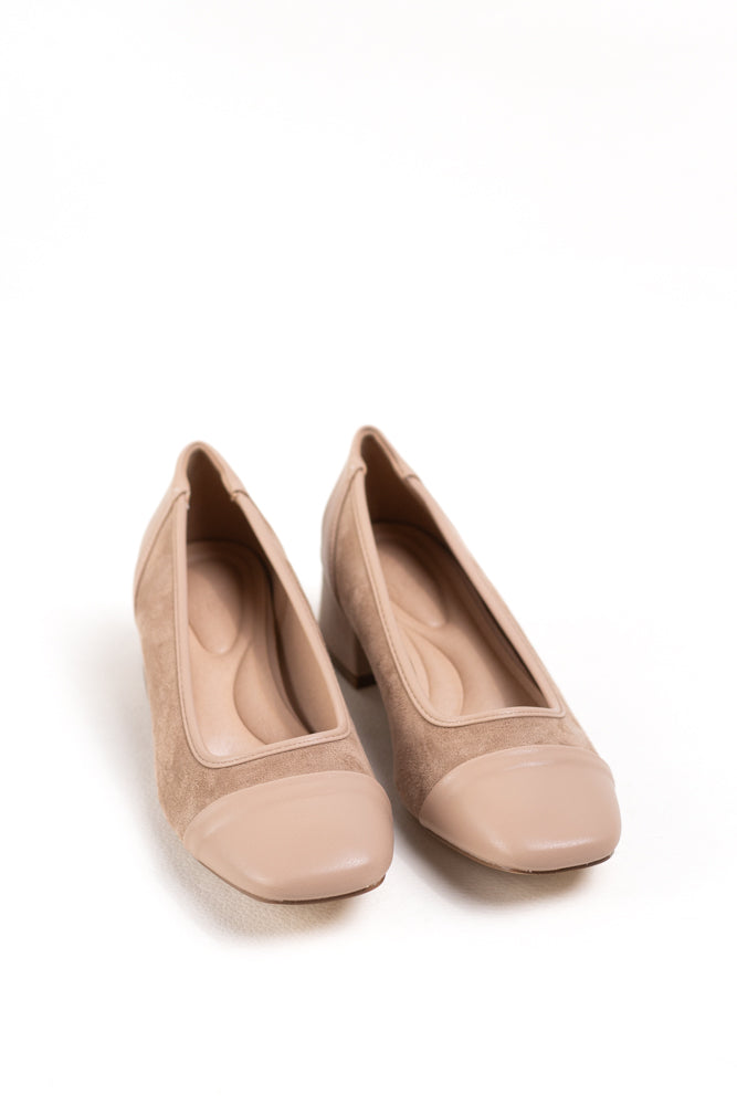 Zapatos de tacón bajo en gamuza para mujer, versatilidad y confort