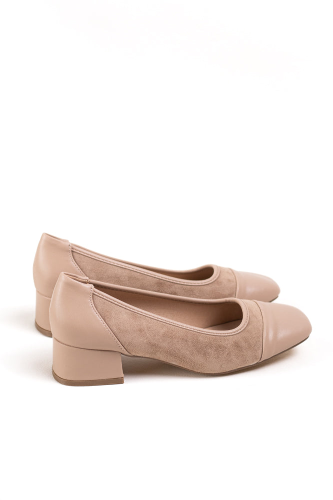 Zapatos de tacón bajo en gamuza para mujer, versatilidad y confort