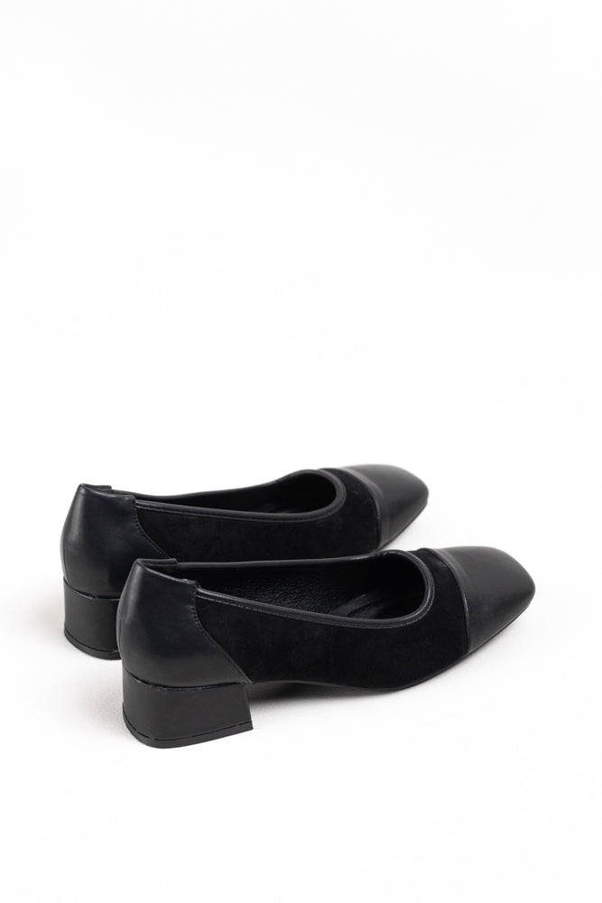 Zapatos de tacón bajo en gamuza para mujer, versatilidad y confort