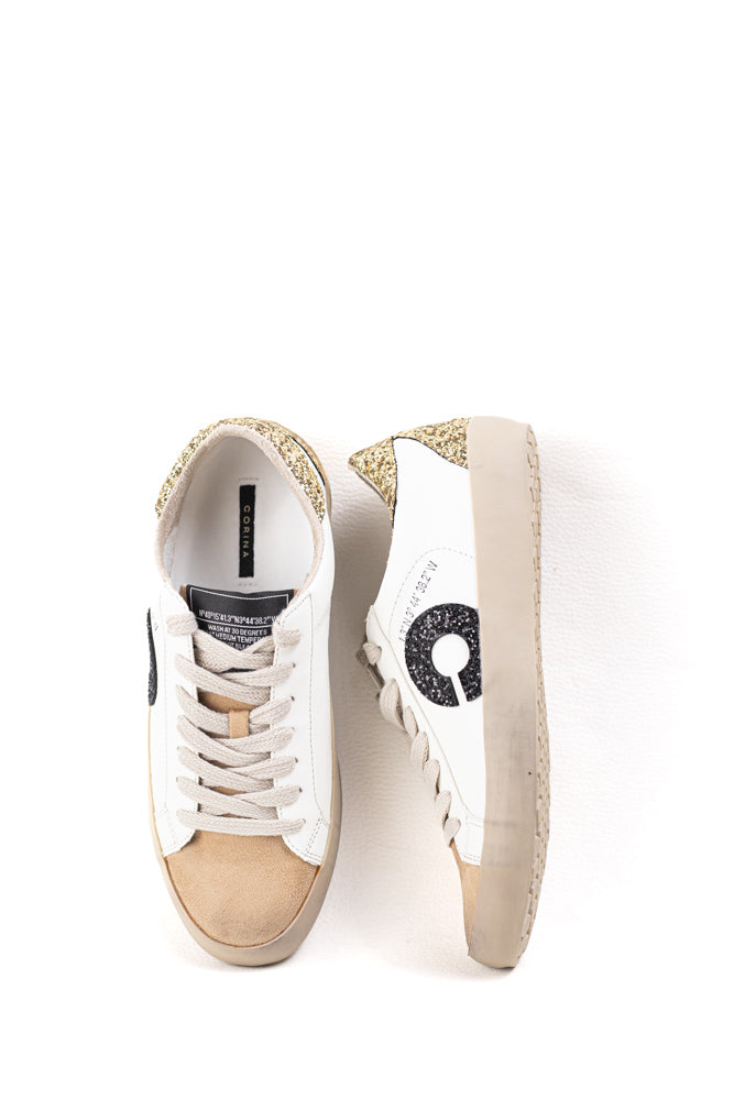 Zapatillas deportivas para mujer bicolor con detalles brillantes y suela de goma Corina