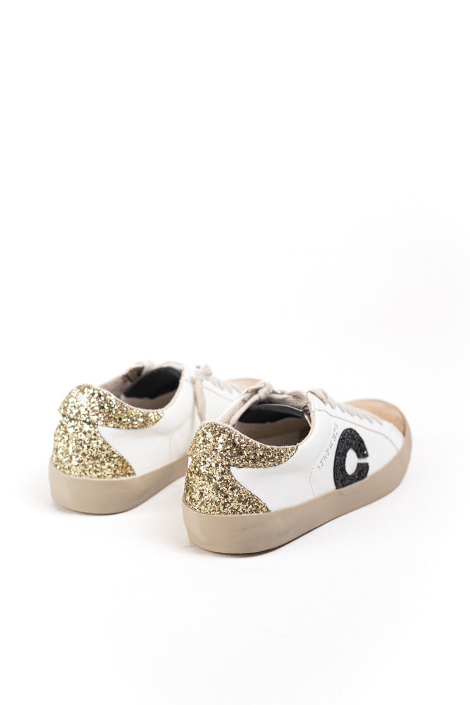 Zapatillas deportivas para mujer bicolor con detalles brillantes y suela de goma Corina