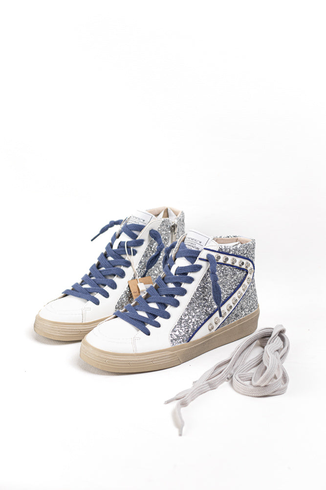 Zapatillas deportivas altas unisex  con detalles metálicos y cordones Corina