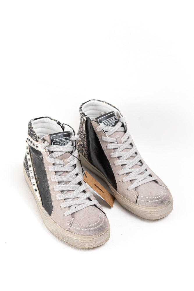 Zapatillas deportivas altas unisex  con detalles metálicos y cordones Corina