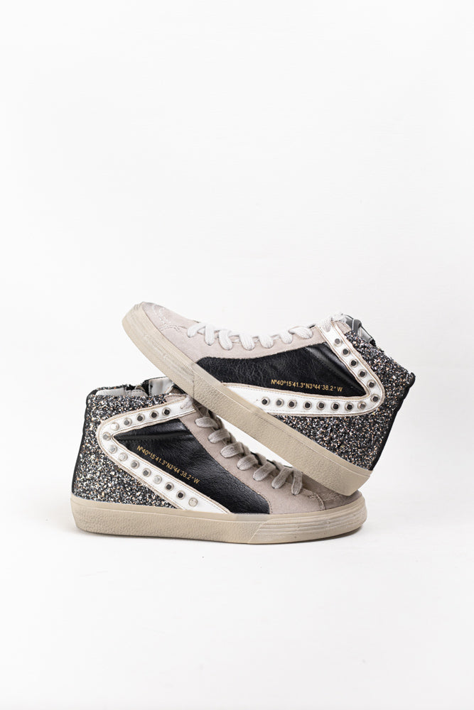 Zapatillas deportivas altas unisex  con detalles metálicos y cordones Corina