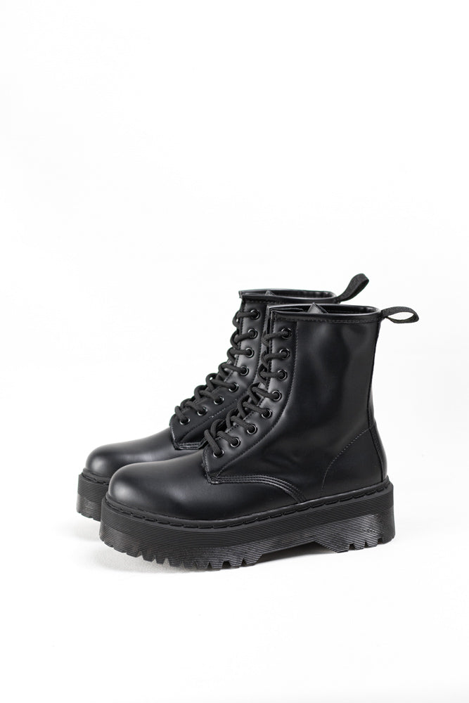 Botas militares plataforma mujer con cordones