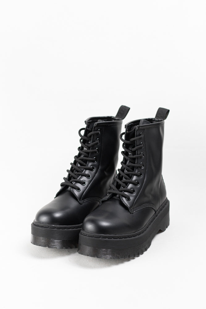 Botas militares plataforma mujer con cordones