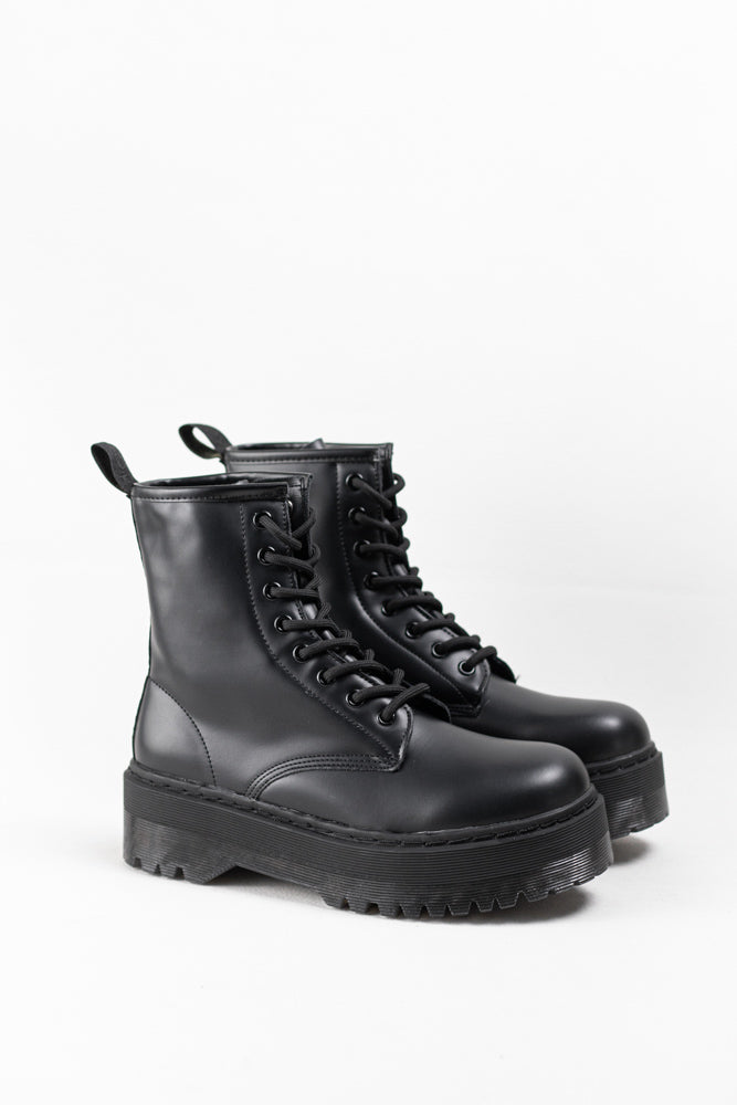 Botas militares plataforma mujer con cordones