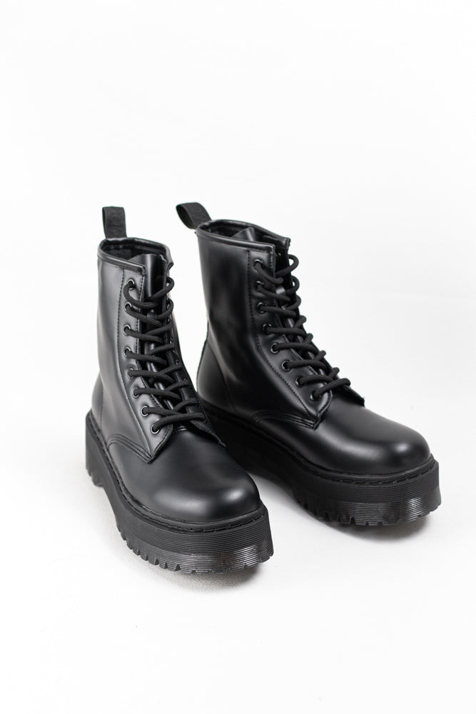 Botas militares plataforma mujer con cordones