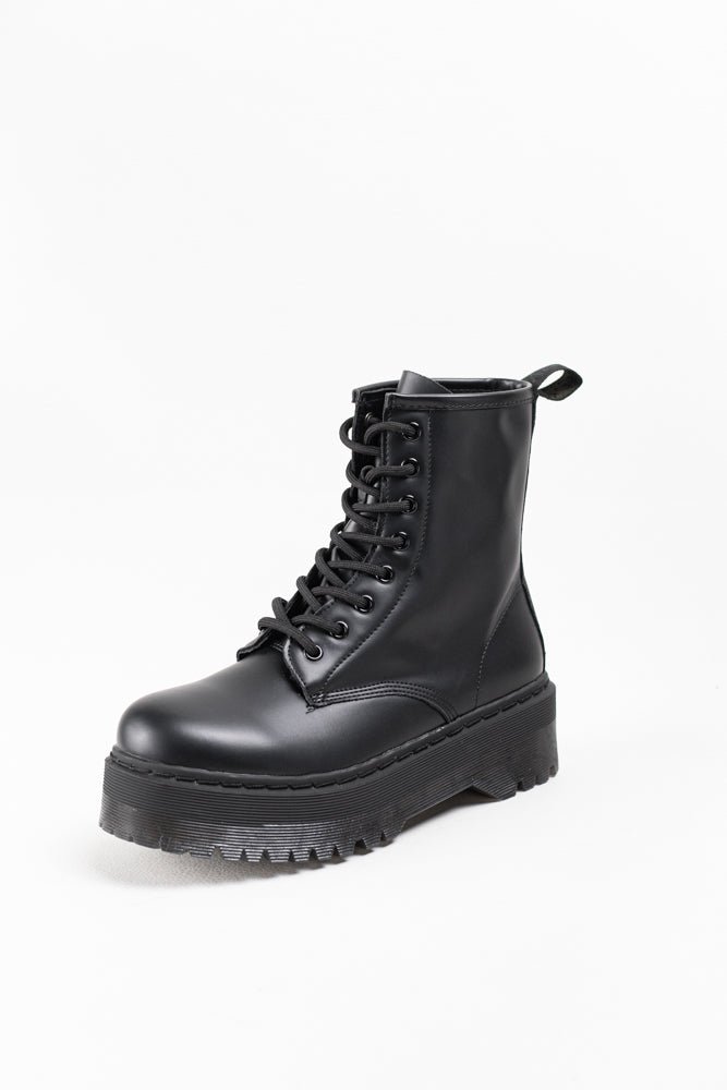 Botas militares plataforma mujer con cordones